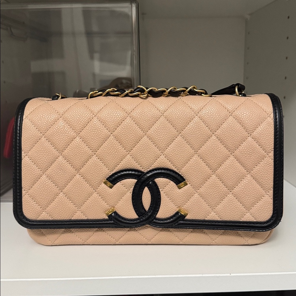 Authentic Chanel Medium Filagree Quilted Leather Bag